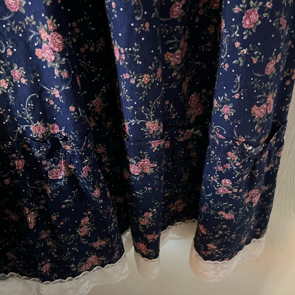Vintage 1970's Gunne Sax Jessica Prairie Boho Festival Lace Floral Dress Sz 11 - Picture 5 of 8